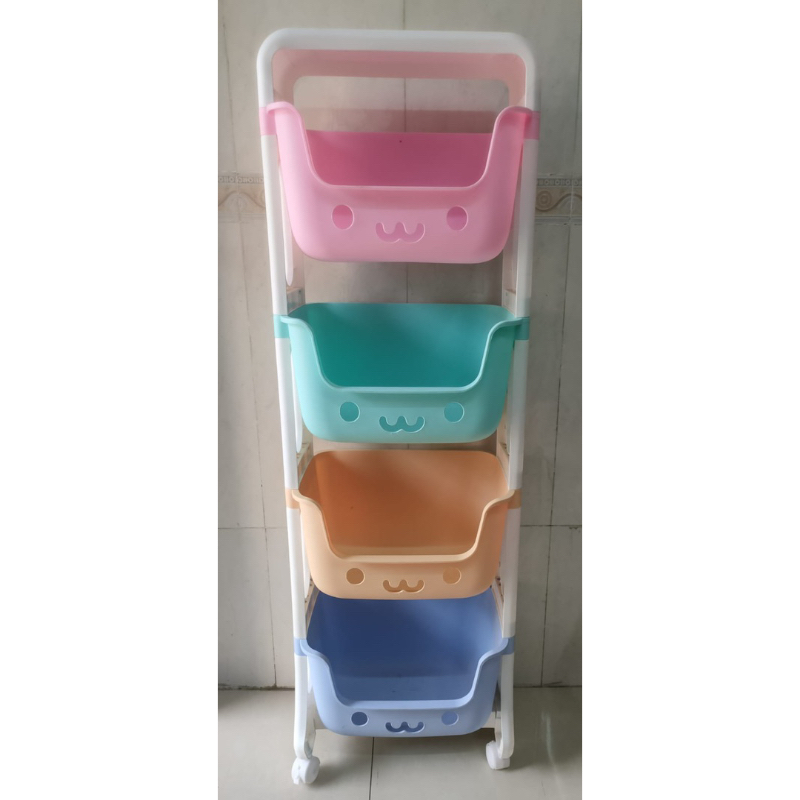 Jual rak susun roda rak mainan anak warna pastel | Shopee Indonesia