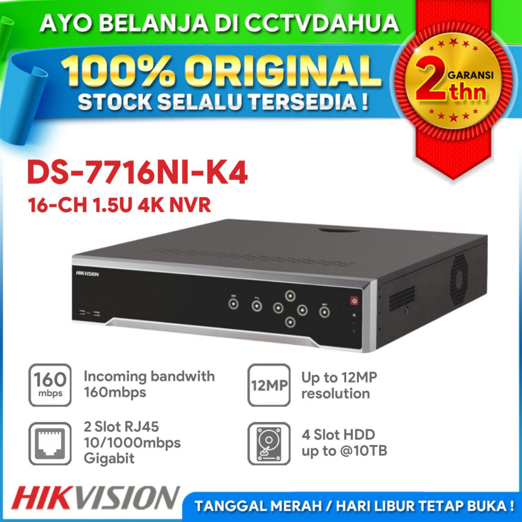 Jual HIKVISION DS-7716NI-K4 Hikvision 16 Channel 1.5U 4K Resolution NVR ...