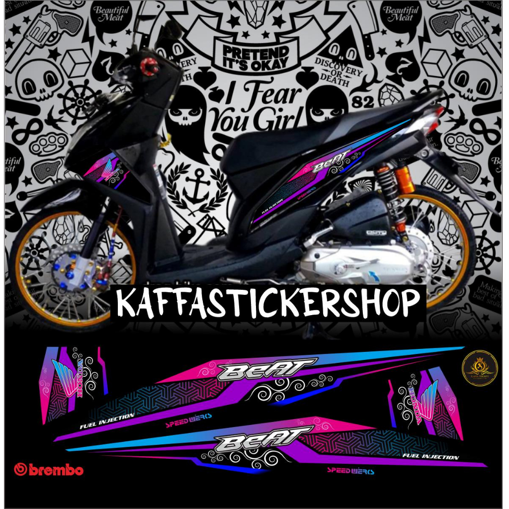 Jual STICKER STRIPING BEAT FI - SRIPING HONDA BEAT FI POLET UNGU