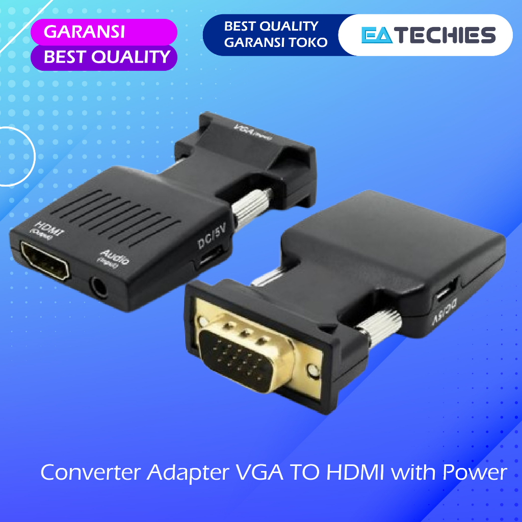 Jual Converter Vga To Hdmi Adapter Konektor With Power Stb High Quality Shopee Indonesia 