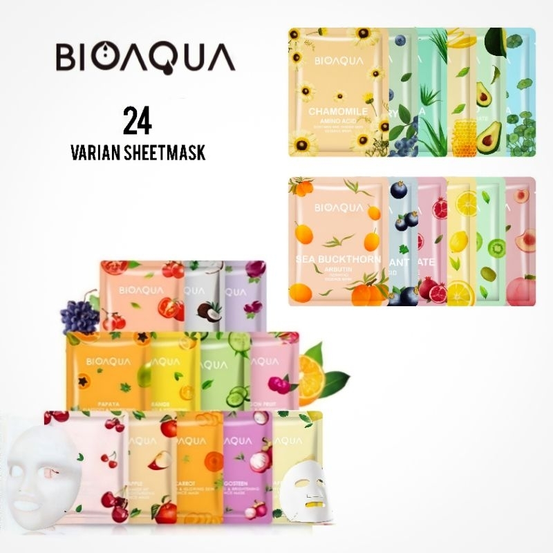 Jual [ PAKET 24 PCS ] BIOAQUA Sheet Mask Masker Semua Varian Shopee