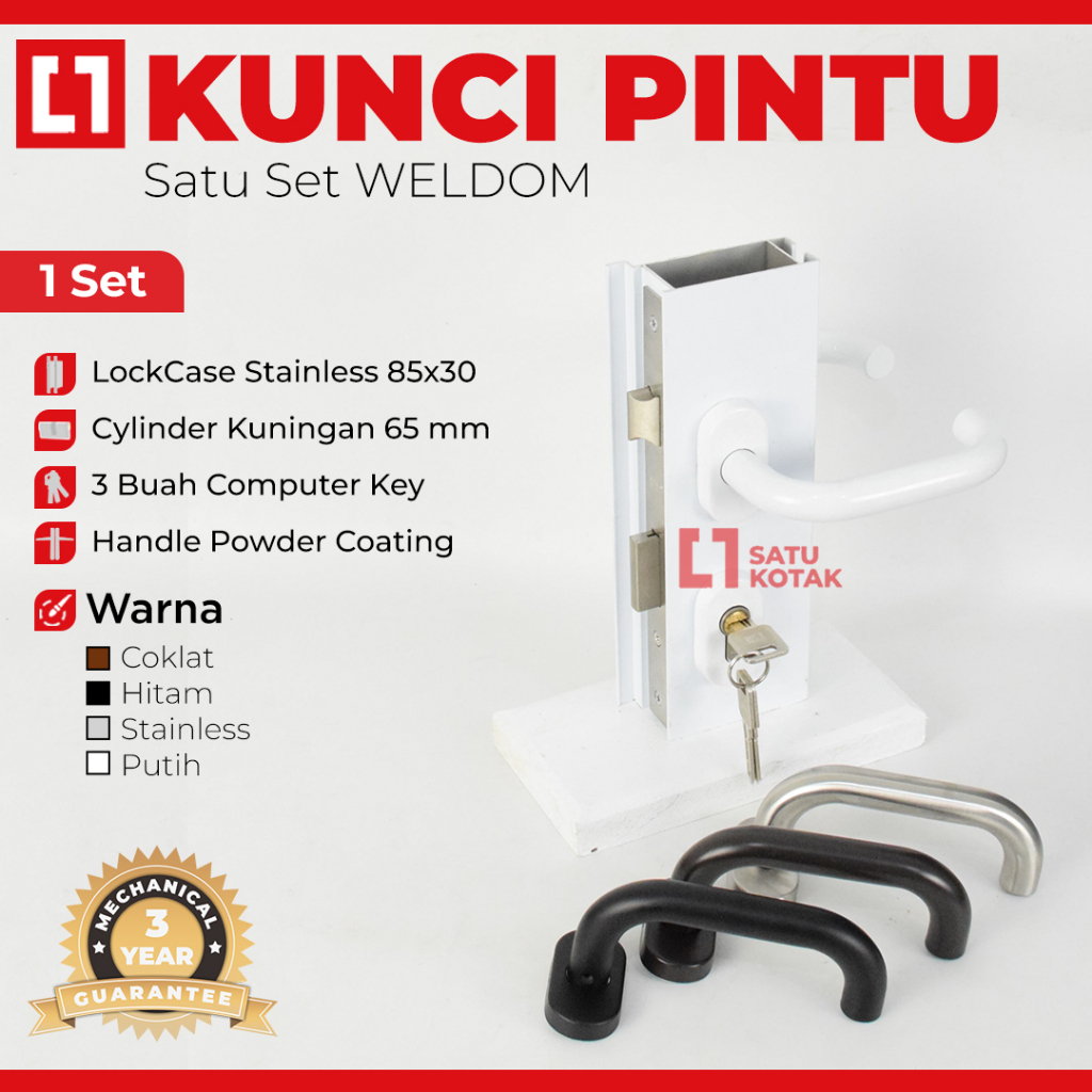 WELDOM Handle Kunci Pintu Rumah Swing Aluminium 1 Set Komplit Oval