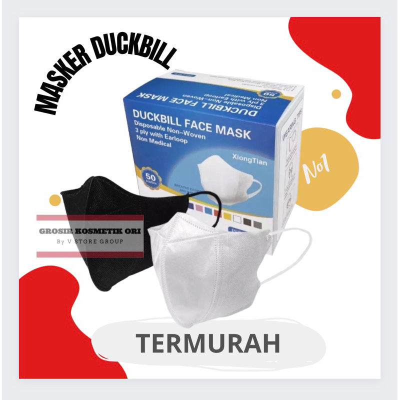 Jual (PERBOX ISI50) MASKER DUCKBILL HITAM / PUTIH DUCKBIL EARLOOP BOX ...