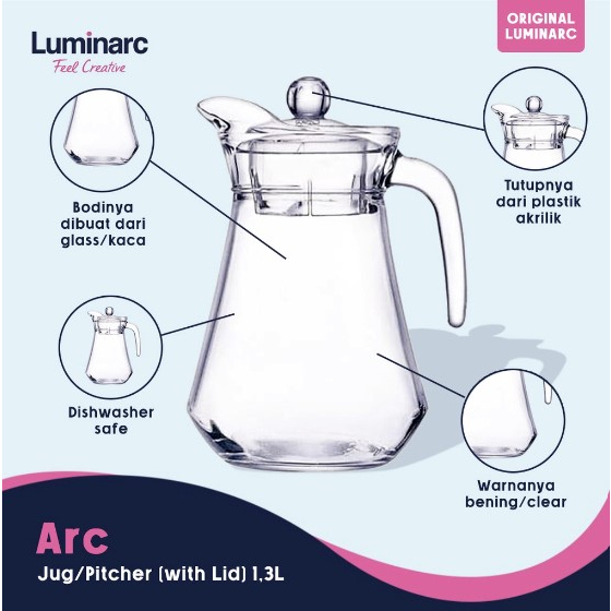 Jual Luminarc Pitcher kaca 1.3 liter G2662 Import produk | Shopee Indonesia