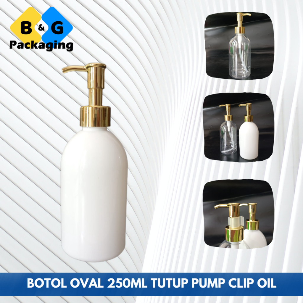 Jual Botol Oval 250ml Tutup Pump Clip Oil Botol Pump Oval Clip Oil