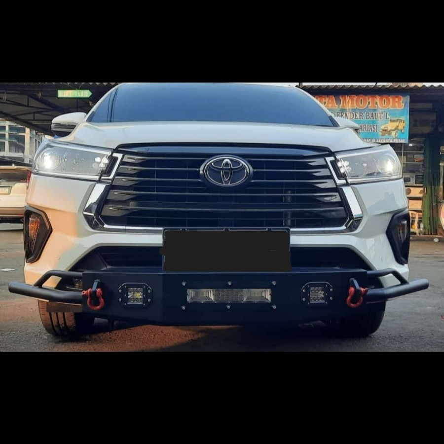 Jual Bumper Guard Tanduk Depan Model Overland Lampu LED INNOVA REBORN ...