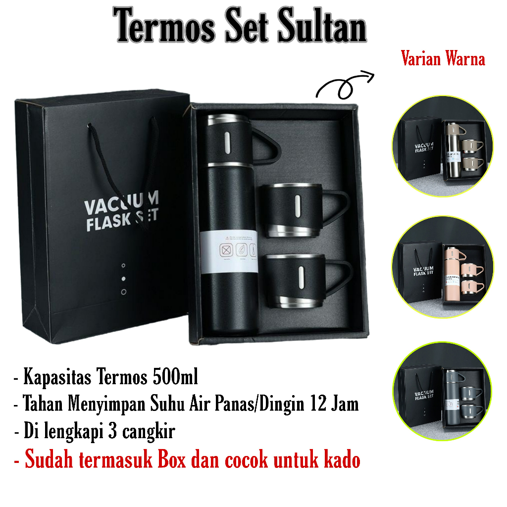 Jual TERMOS VACUM FLASK SET GIFT BOX HAMPERS 500ml/ TUMBLER BOTOL MINUM ...
