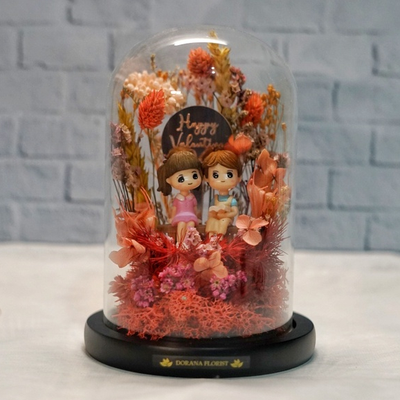 Jual Special T Flower Glass Dome Miniatur Pasangan Built In Led Tema Valentine Day Hari 2263