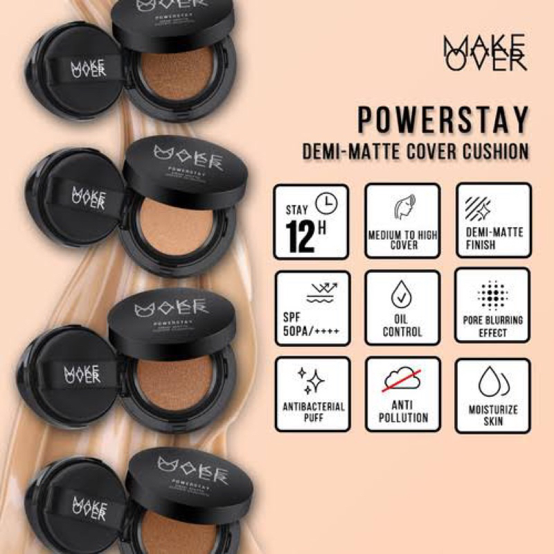 Jual Original MAKE OVER Powerstay Demi Matte Cover Cushion G Cushion For Normal To Oily