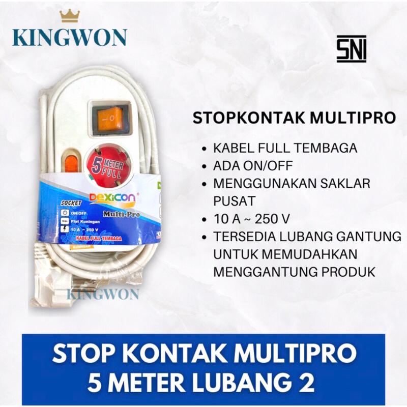 Jual STOP KONTAK MULTI SWITCH ON OFF KABEL 5 METER LUBANG 2 COLOKAN ...