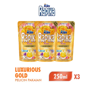 Rapika Biang Pewangi Pakaian Luxurious Gold Pouch 250 ml x3
