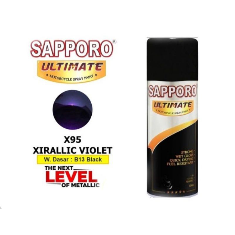 Jual SAPPORO ULTIMATE X95 XIRALLIC VIOLET CAT SEMPROT SPRAY PAINT WARNA