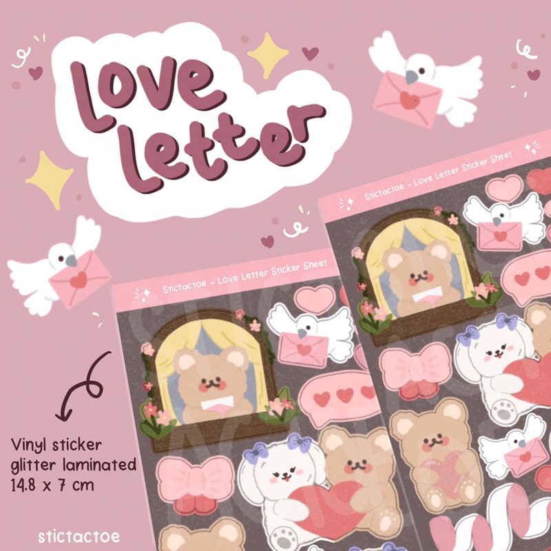 Jual Love Letter Sticker Sheet / Valentine Sticker / Deco Sticker - by ...