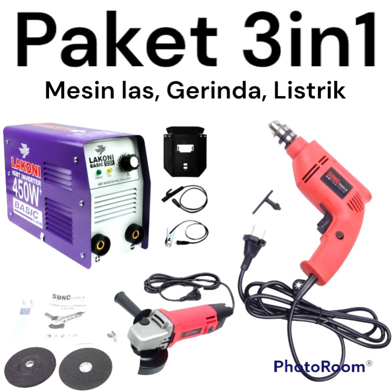 Jual Paket Hemat Mesin Las Lakoni 450w Gerinda Bor Listrik 3in1 Murah