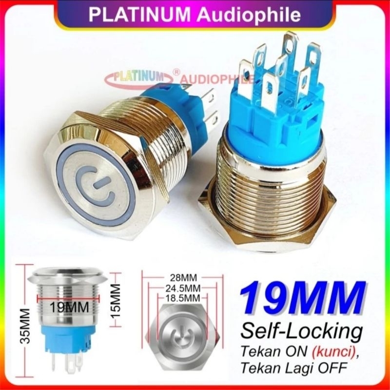 Jual Saklar On Off Stainless RGB LED Metal Push Button Switch RGB 16MM ...