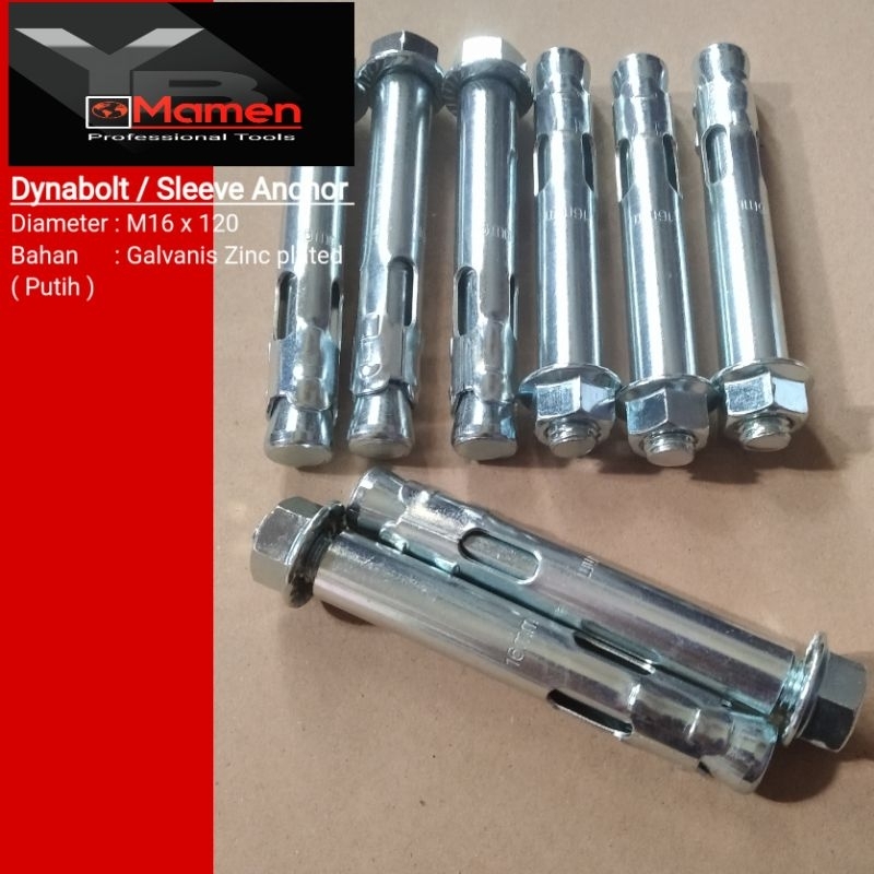 Jual Dynabolt M16x120 / Dynabolt Galvanis M16x120 / Sleeve Anchor M16
