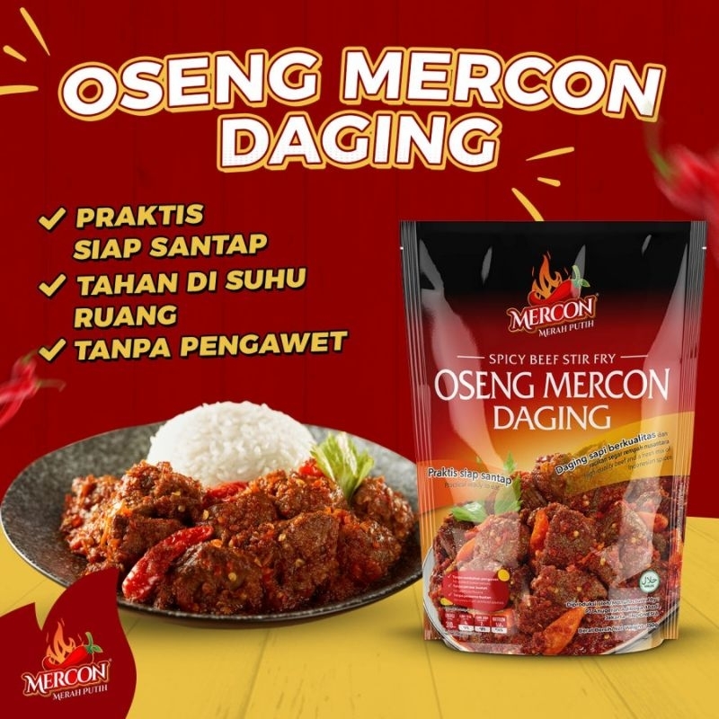 Jual OSENG MERCON Daging Sapi Merah Putih 150gram Level Pedas Siap ...
