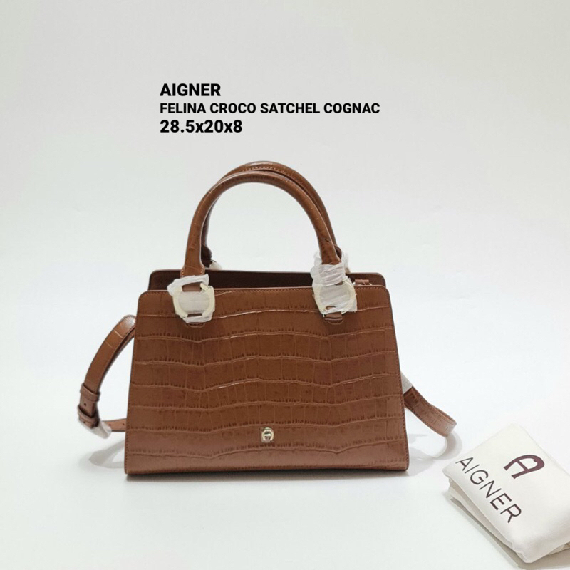 TAS SELEMPANG BRANDED WANITA ORIGINAL AIGNER FELINA CROCO SATCHEL BAG