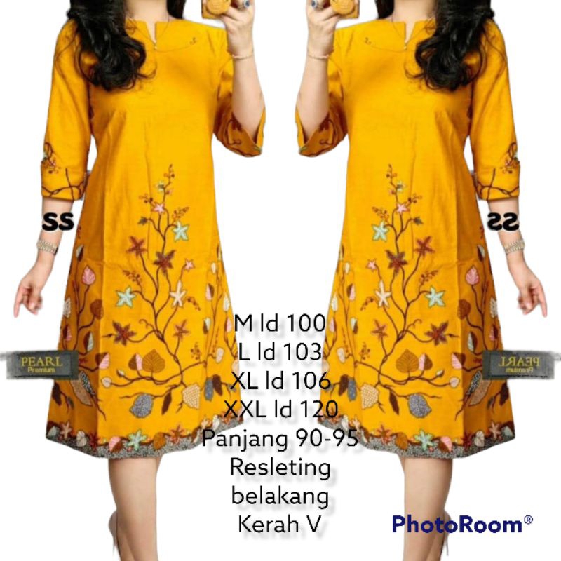 Jual Tunik Dress Batik Premium Modern Kekinian Terbaru Jumbo Ld 120