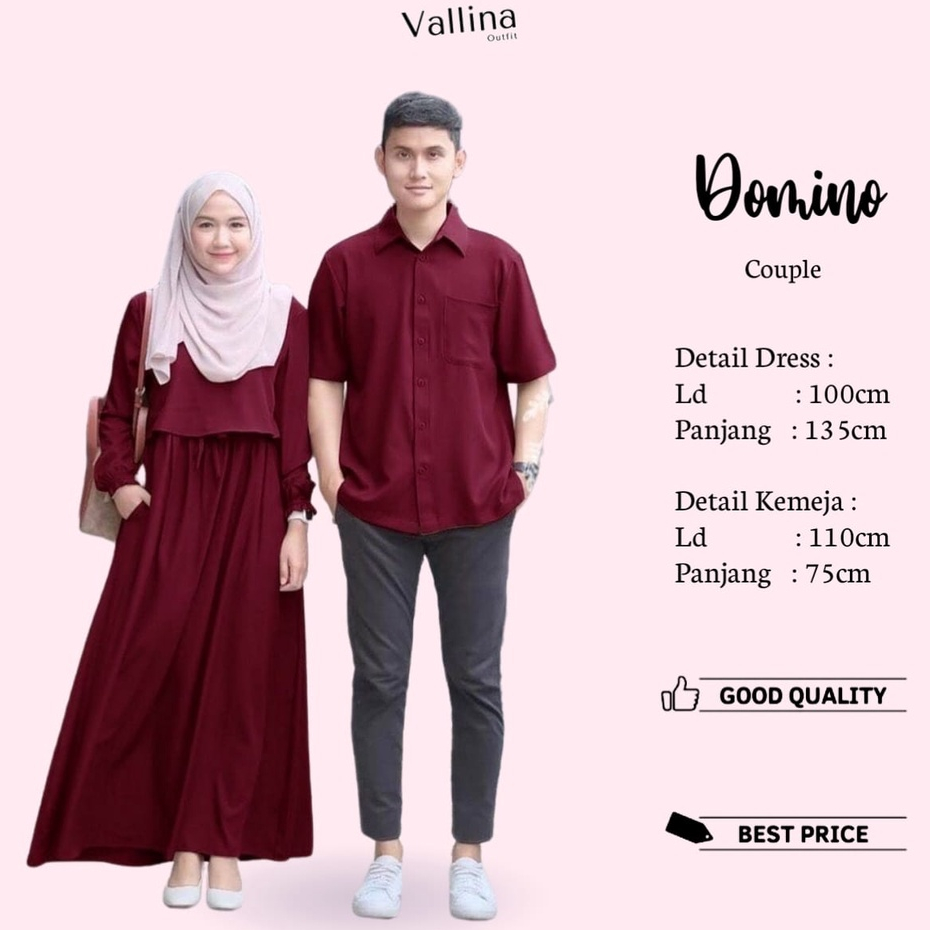 Jual Vallina Outfit Domino Couple Baju Pasangan Cp Setelan Dress Gamis Kemeja Koko Remaja