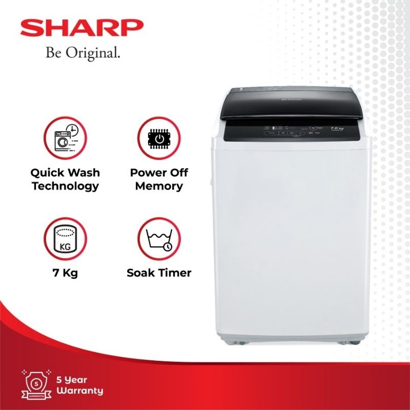 Jual MESIN CUCI SHARP 7.5 KG TOP LOADING ES-F950P-GY 7.5KG ESF950PGY ...