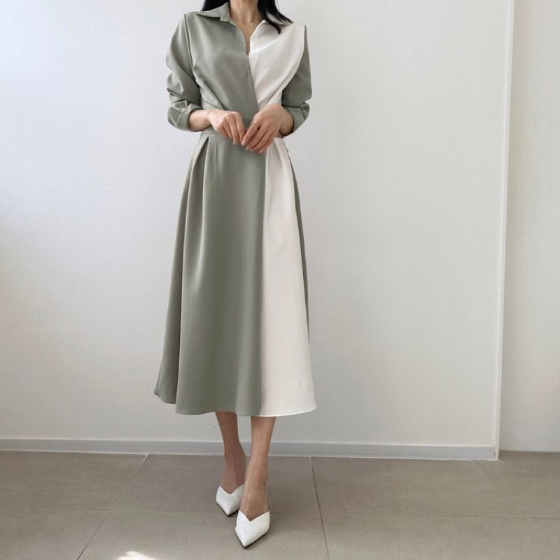 Jual Tuton Dress Korean Formal Simple Basic Sopan Rapi Kerah Kerja ...