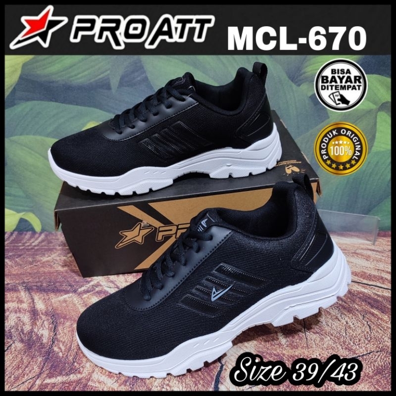 Jual PRO ATT Sepatu Sneakers Cowok Sekolah Kuliah Kerja Hitam Putih ...