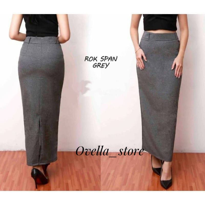 Jual ROK KERJA WANITA/ROK SPAN RAMPEL BELAKANG SIZE S-L5 | Shopee Indonesia