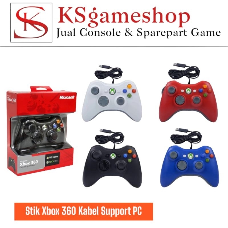 Jual Stik Xbox 360 PC Kabel Wired Hitam Putih Merah Biru Shopee Indonesia