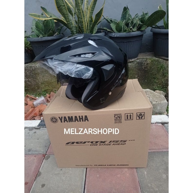Jual HELM YAMAHA HALF FACE DOUBEL VISOR ORIGINAL (POLOS TANPA STIKER
