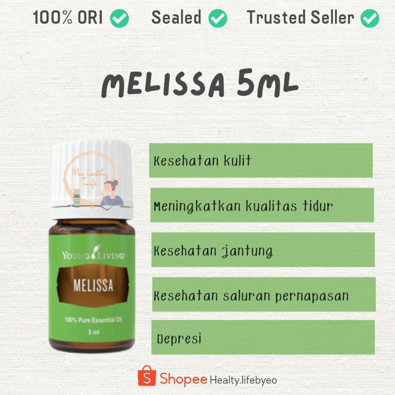 Jual Melissa 5ml young living melissa essential oil melissa yleo