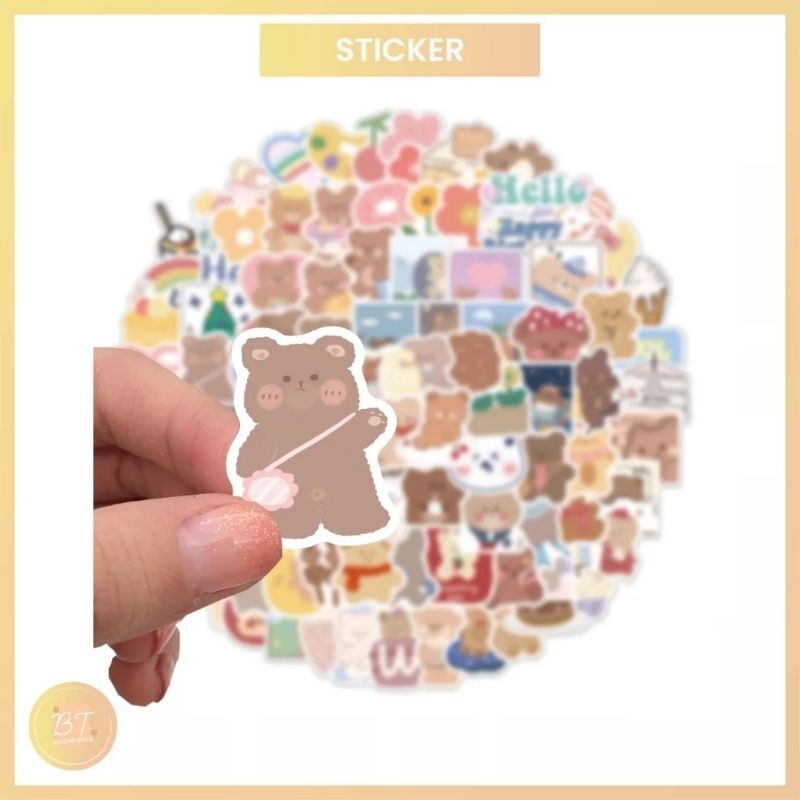 Jual Stiker Lucu Beruang Teddy Bear Makanan Food Anti Air Untuk ...