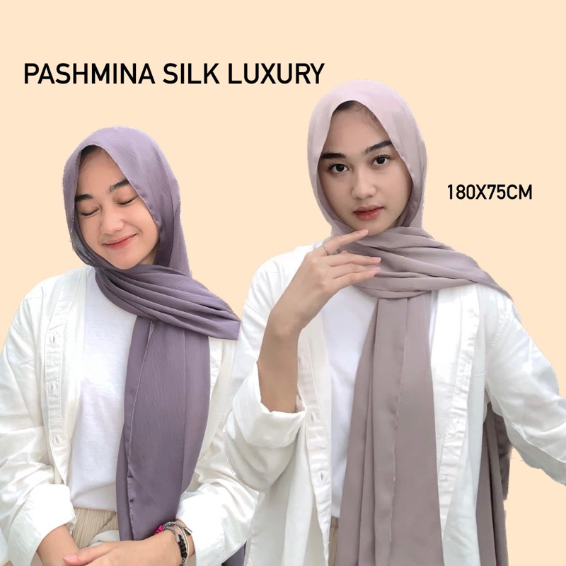 Jual PASHMINA SILK LUXURY 180x75 || PASHMINA RAYA SILK TEXTURED CRINKLE ...