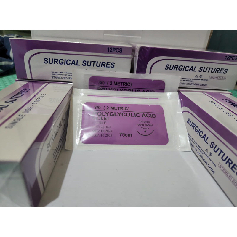 Jual Benang Bedah Surgical Suture PGA Polyglycolic Acid 3.0 Taper 1 Box ...
