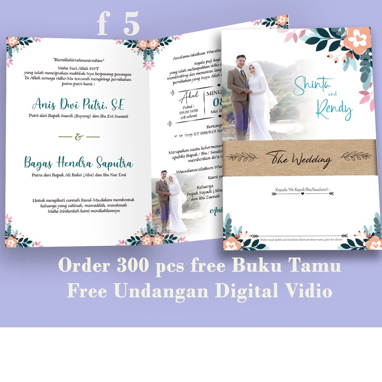 Jual Undangan Pernikahan / Ngunduh Mantu / Undangan Rustik pakai FOTO