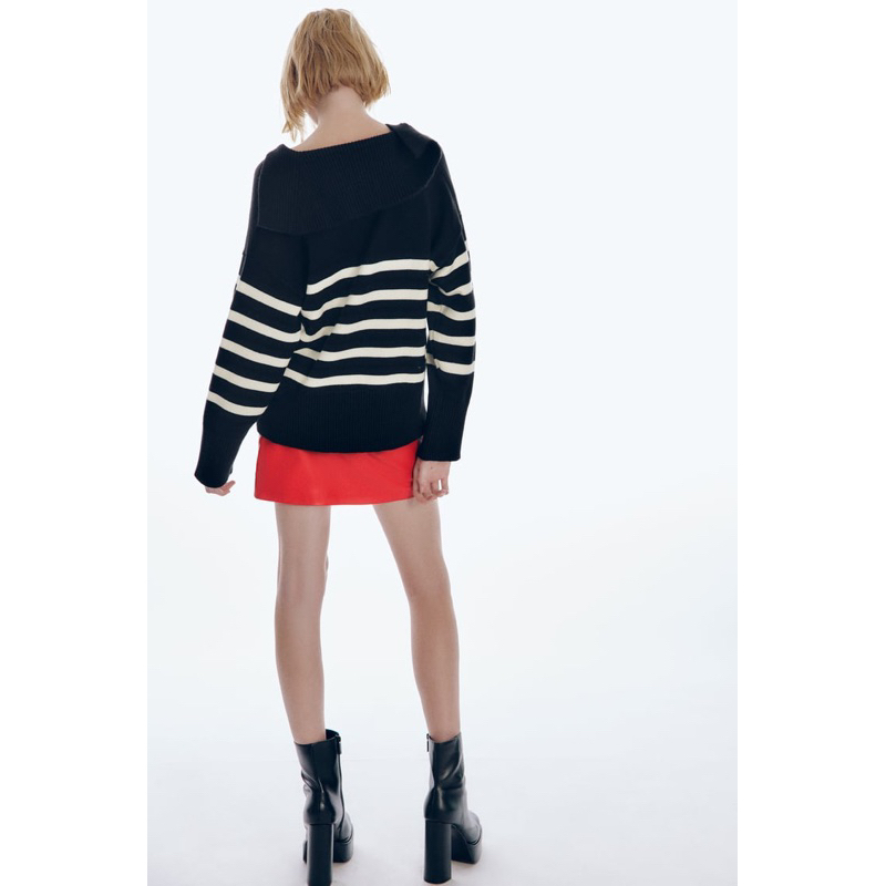 Jual Sweater Knit Z*raa V Neck Striped | Shopee Indonesia