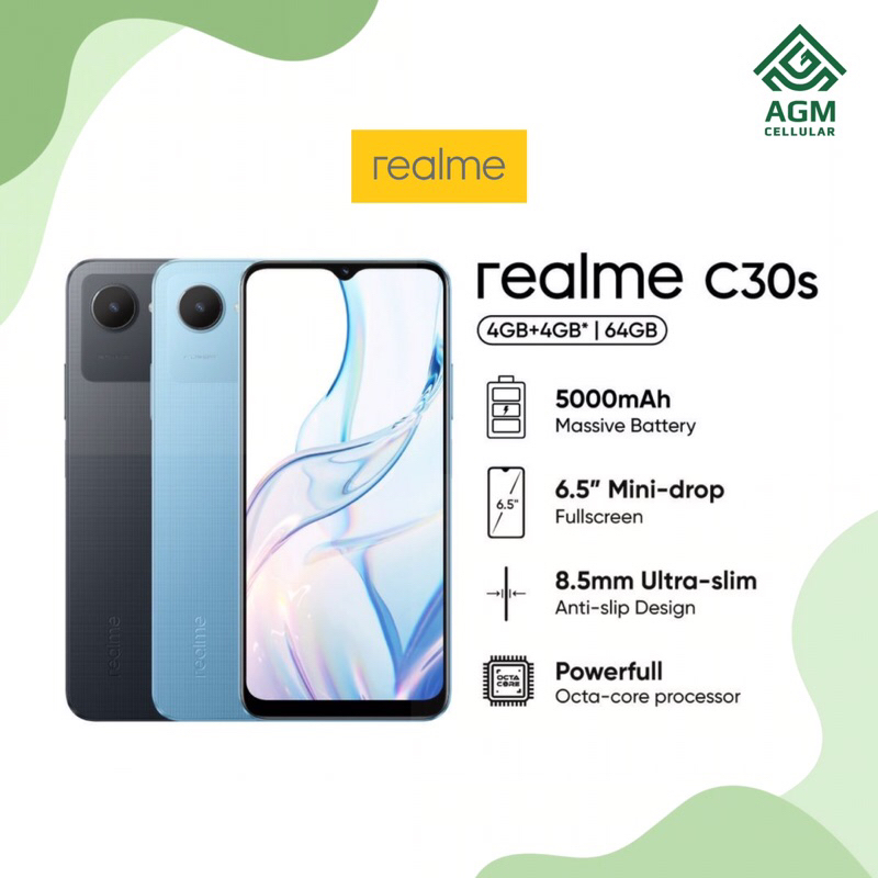 Jual HANDPHONE REALME C30S 4GB/64GB(Stripe Black & Stripe Blue ...