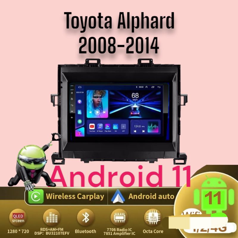 Headunit android utk TOYOTA Alphard Vellfire 2008+2014 Paket Full PNP Service