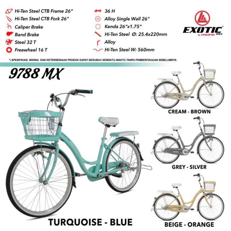 Jual Sepeda Mini Keranjang Dewasa Perempuan Ctb City Bike Exotic Et 9788 Mx 20 Dan 26inch 9082