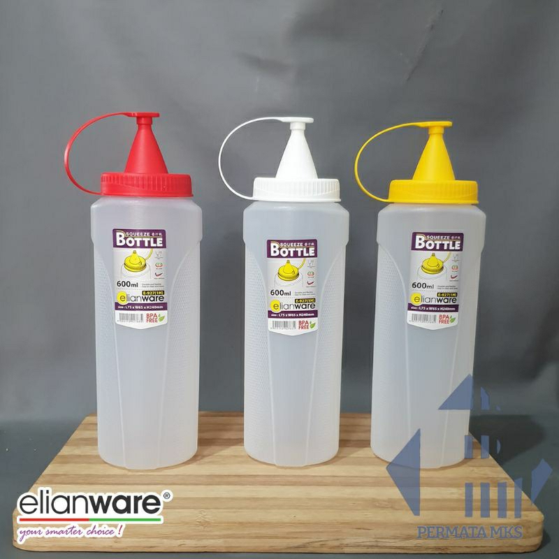 Jual Botol Kecap Plastik 600ml 1 mata Tutup Squeeze Bottle Putih Merah ...