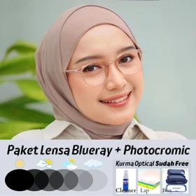 Kurma Optical Frame 5004 Kacamata Minus Wanita Lentur Oval Photocromic Anti Radiasi