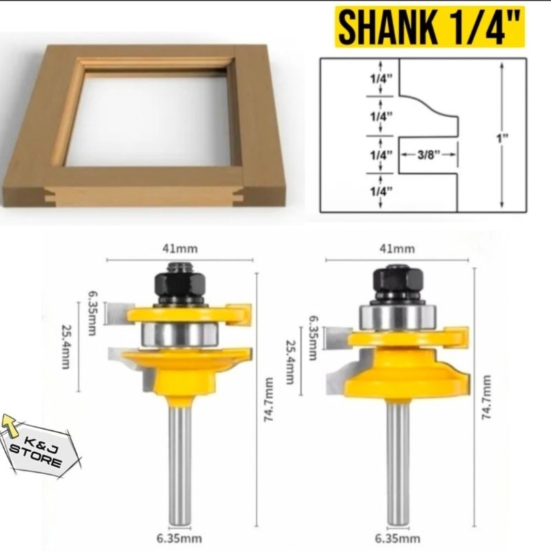 Jual Mata Profil Kayu Frame Pintu Rail and Stile Door Trimmer Router