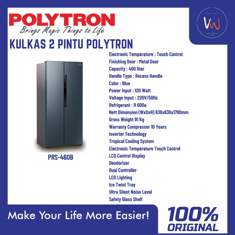 Jual Kulkas Polytron Side By Side 2 Pintu PRS-460B / Kulkas Design ...