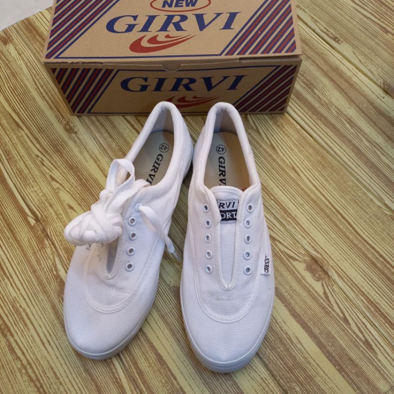 Sepatu GIRVI 7300,7328 Sepatu sekolah jass kanvas Putih Hitam vulcanized  shoes