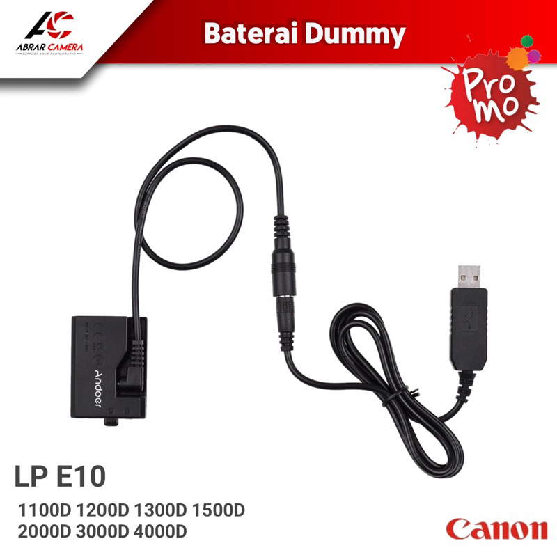 Jual Baterai Dummy LP E10 / Batre USB Kamera Canon 1100D 1200D 1300D
