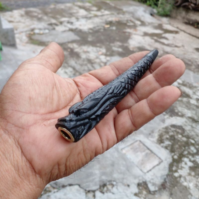 Jual Once pipa rokok galih kelor hitam ukir naga/kayu kalimantan/10 cm ...