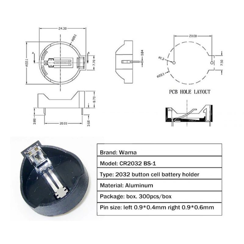 Jual CR2032 Battery Holder Tempat Baterai CMOS Socket CR 3V CMOS