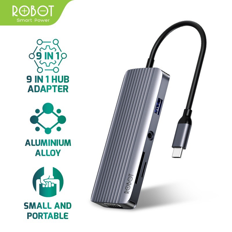 Jual Robot USB HUB HT590 Adapter Multiport 9in1 USB Type C Hub Adapter ...