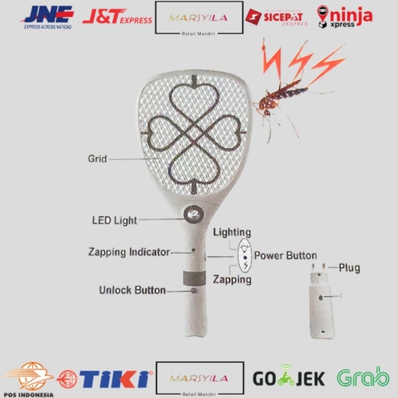 Jual Krisbow Raket Nyamuk Cas Dengan Senter | Mosquito Killer Swatter ...