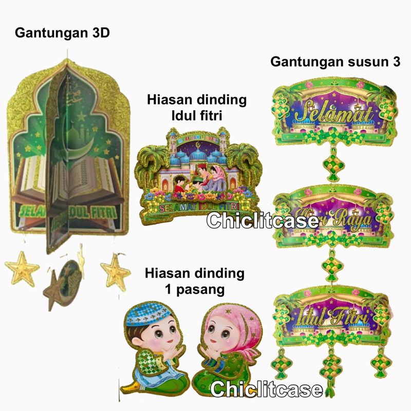 Jual Gantungan 3d Lebaran Idul Fitri/hiasan Dinding Lebaran Susun 3 ...